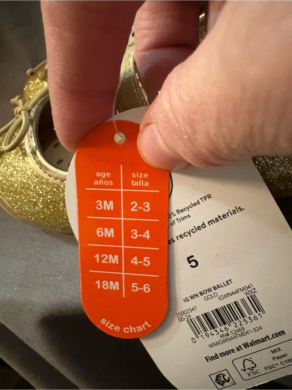 NWT wonder nation Girls Gold Glitter Mary Jane Flats size 5 (12-18 Months) TR163